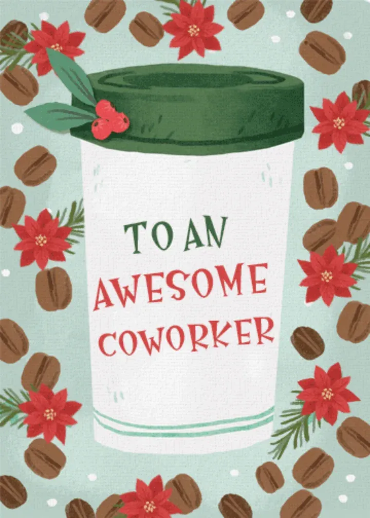 Christmas Coworker Coffee Cup card front