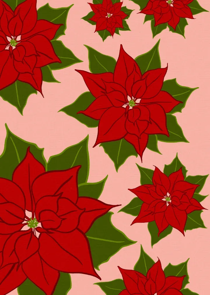 Holiday Poinsettia Daughter card inside left