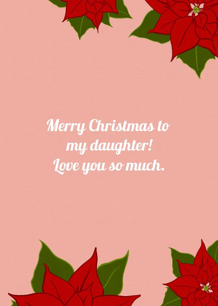 Holiday Poinsettia Daughter card inside right