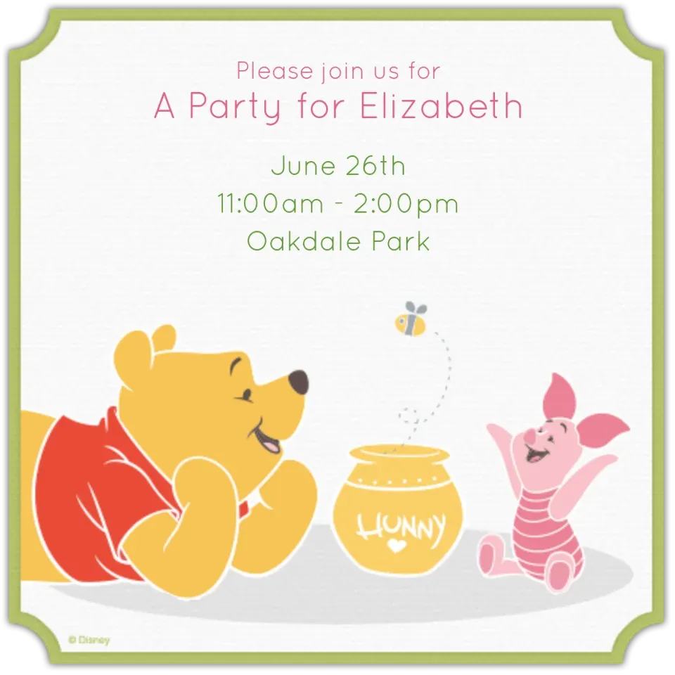 Winnie the Pooh Pink card