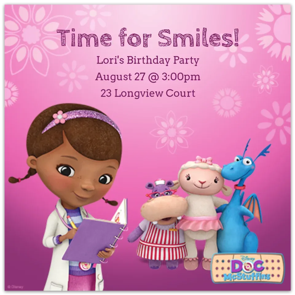 Doc McStuffins Check-Up card