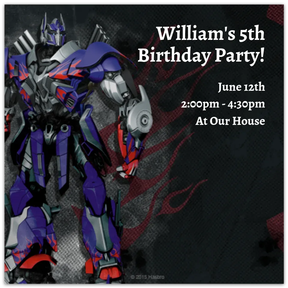 Optimus Prime 3D card