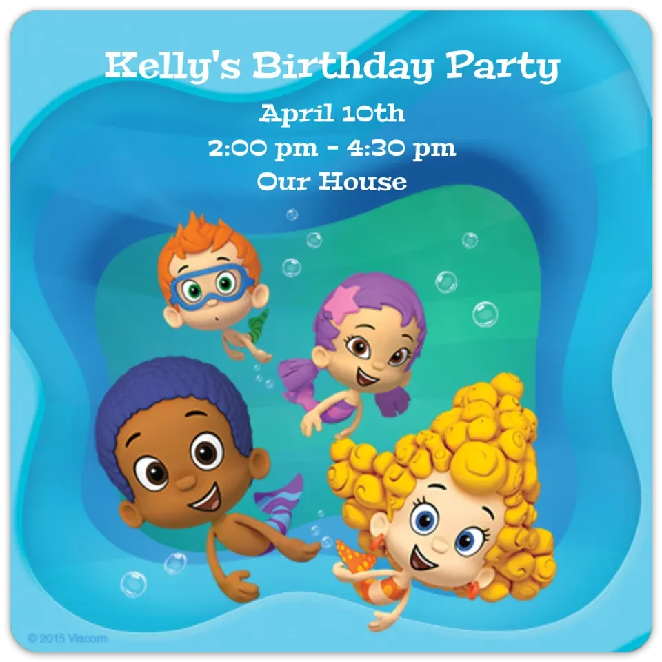 Bubble Guppies Party card