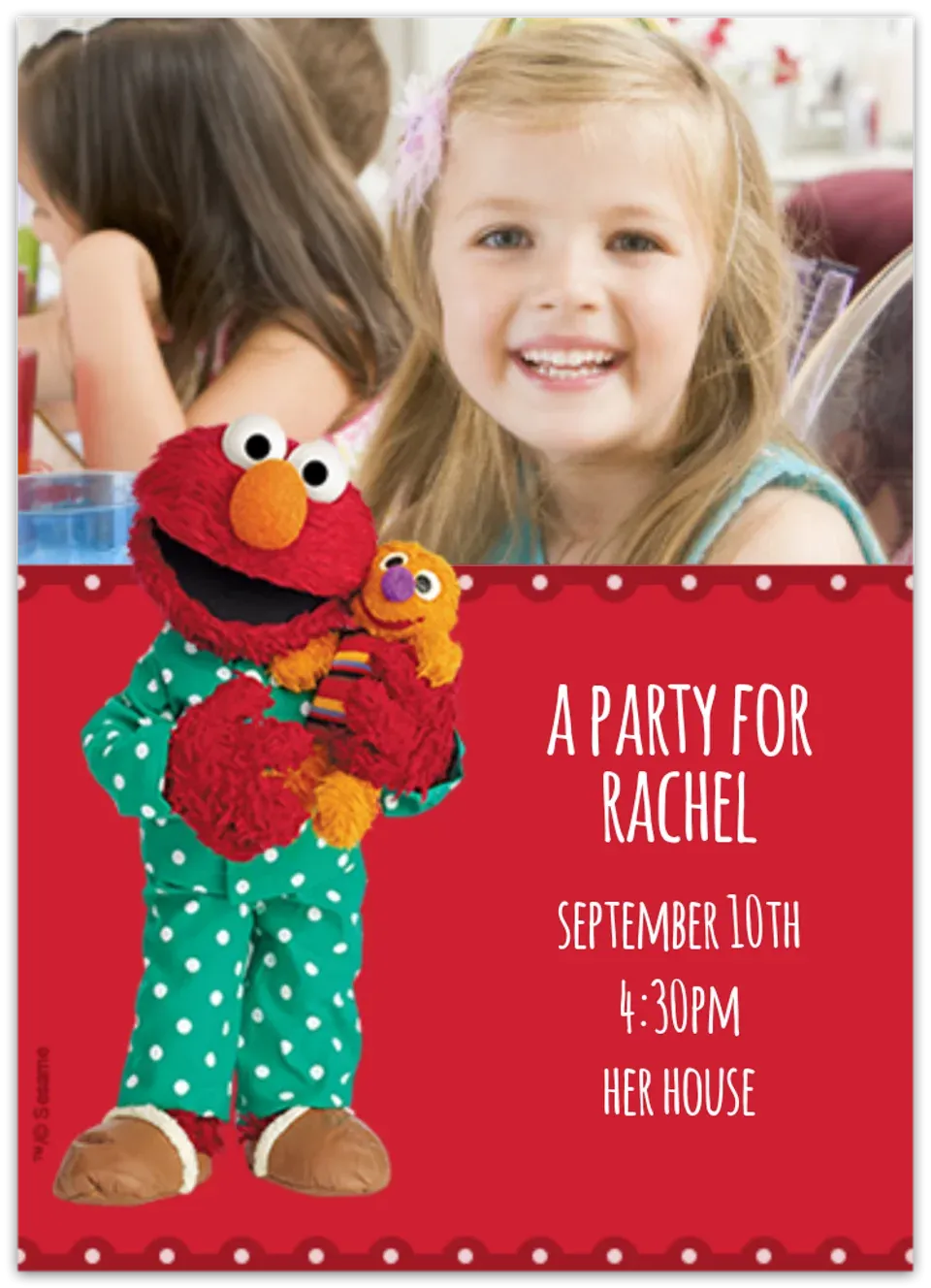 Elmo Sleepover Photo card