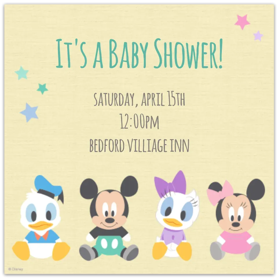 Disney Baby Shower card