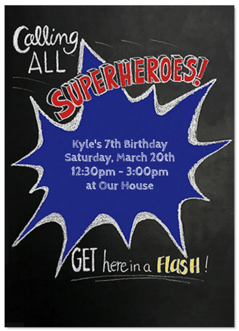 Superhero Chalkboard card