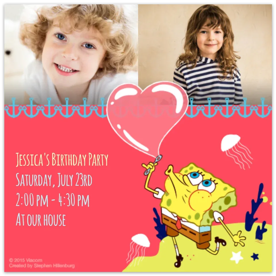 SpongeBob Heart Photo card