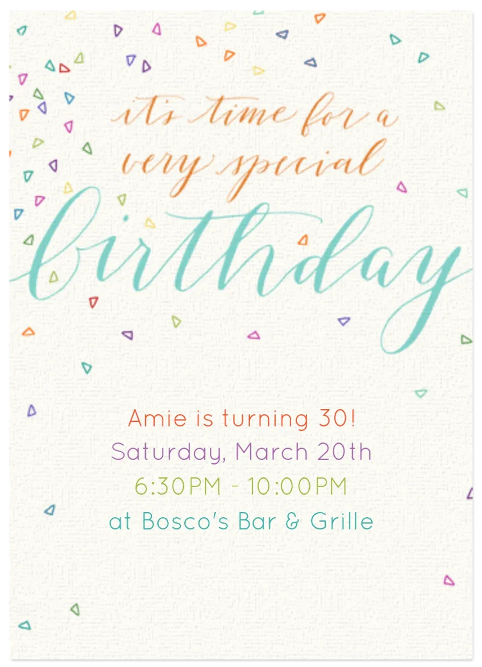 Colorful Confetti Blue card