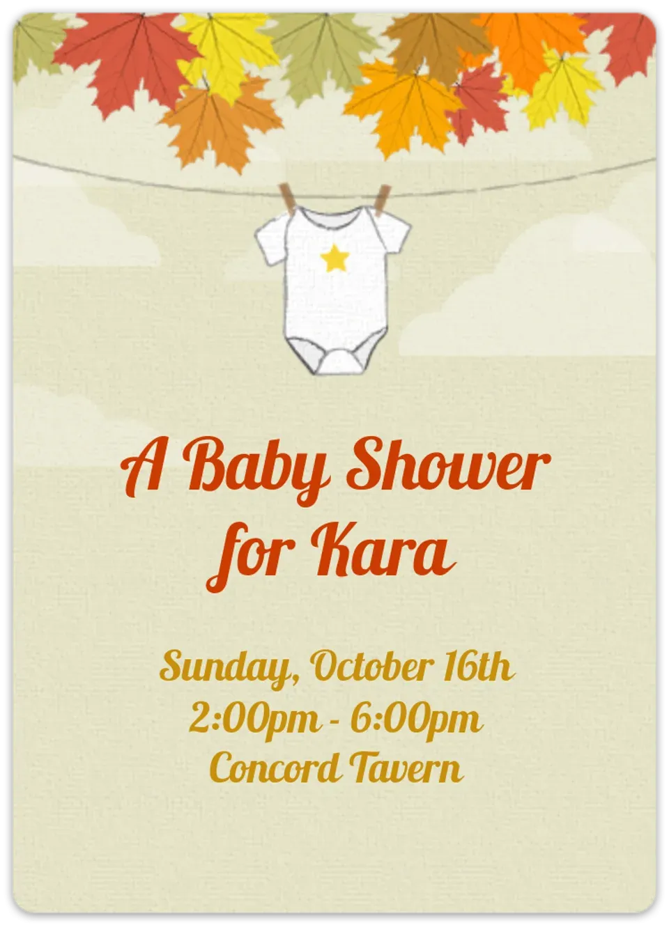 Autumn Baby Shower card