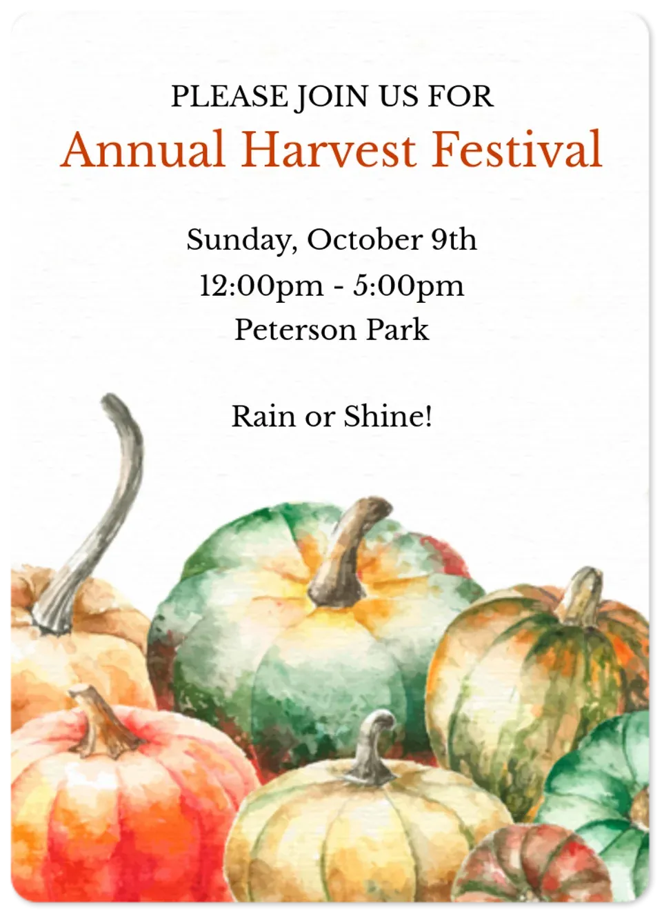 Watercolor Pumpkin Patch card