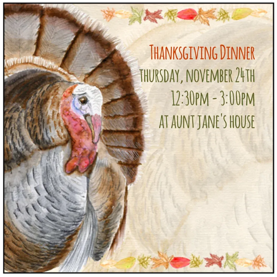 Watercolor Thanksgiving Turkey card