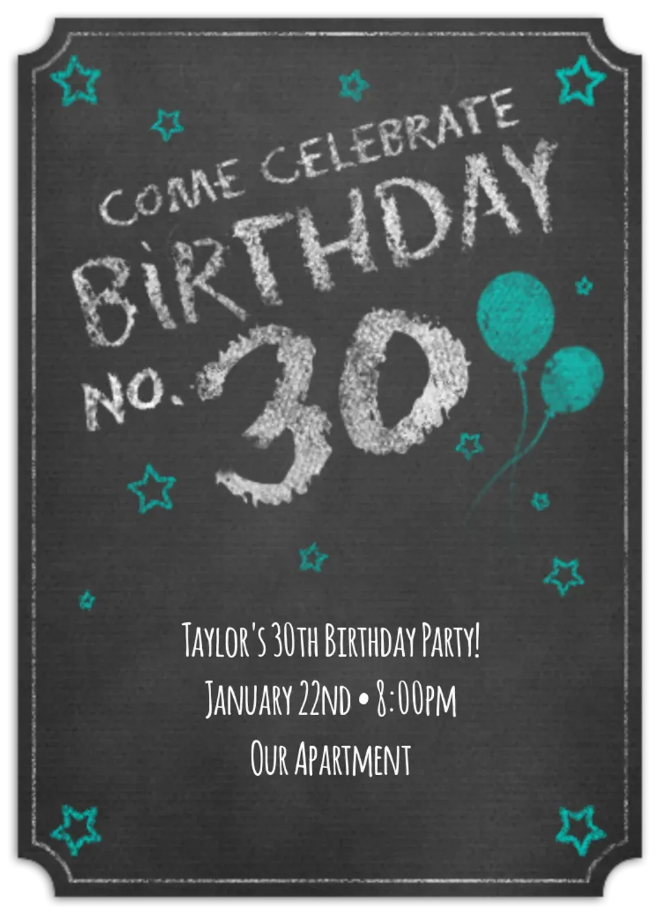 Chalkboard Thirty card