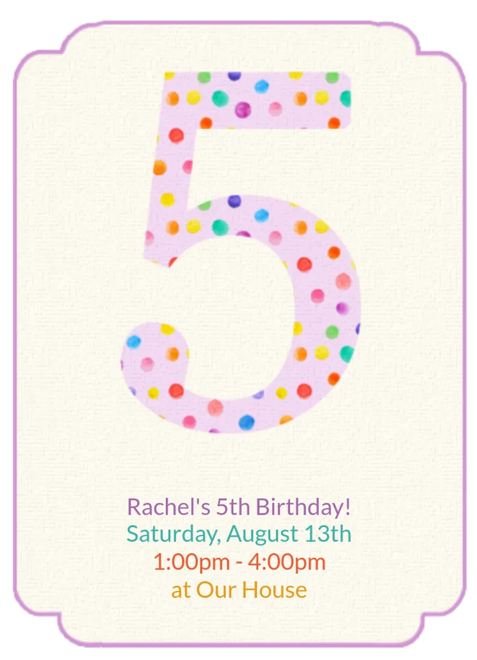 5th Birthday Dots Girl card