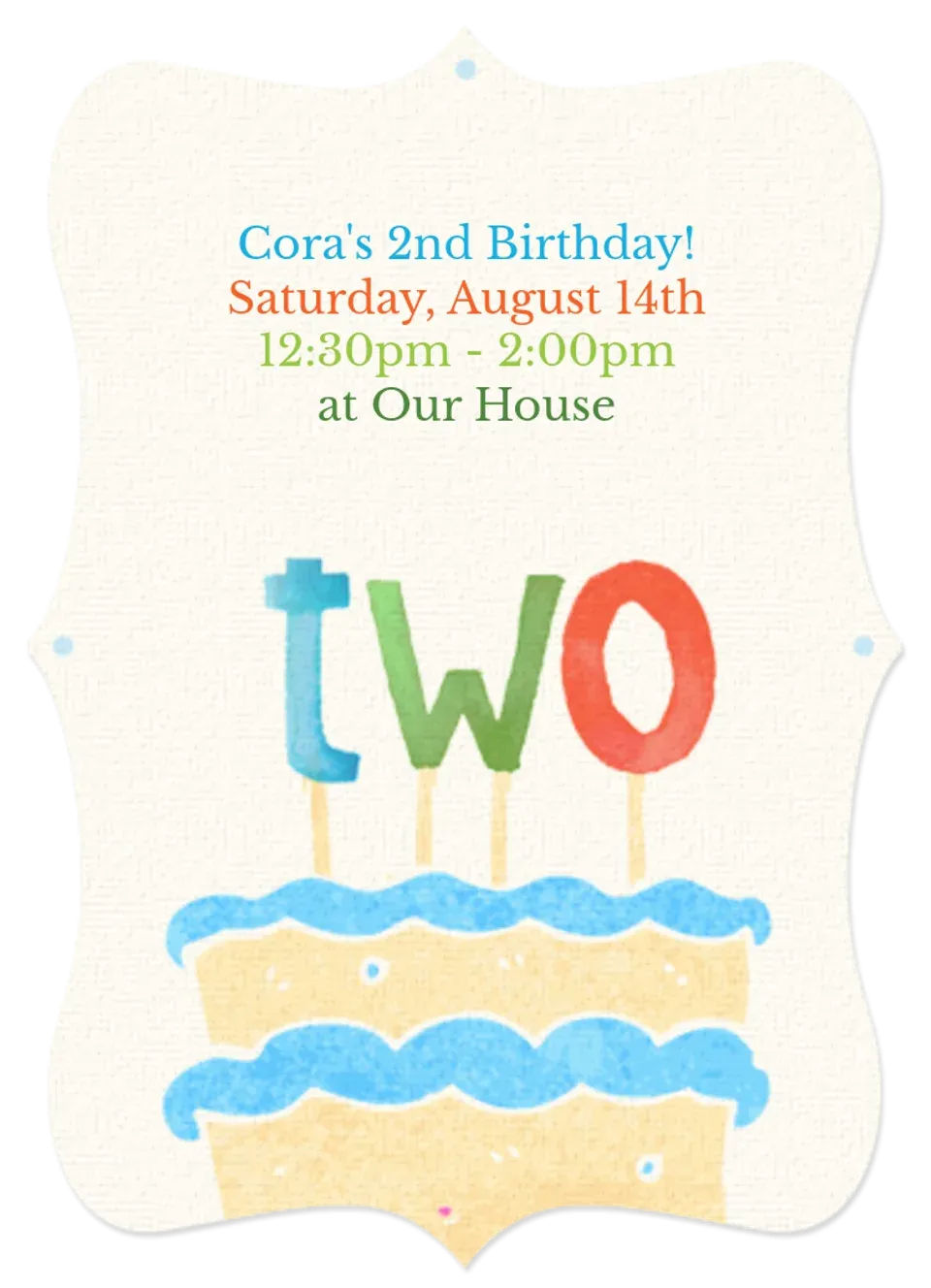 Second Birthday Cake card