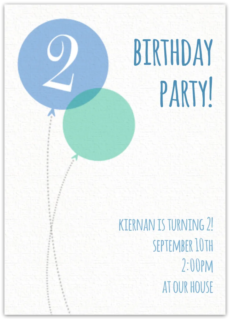 Blue Milestone Second Birthday card