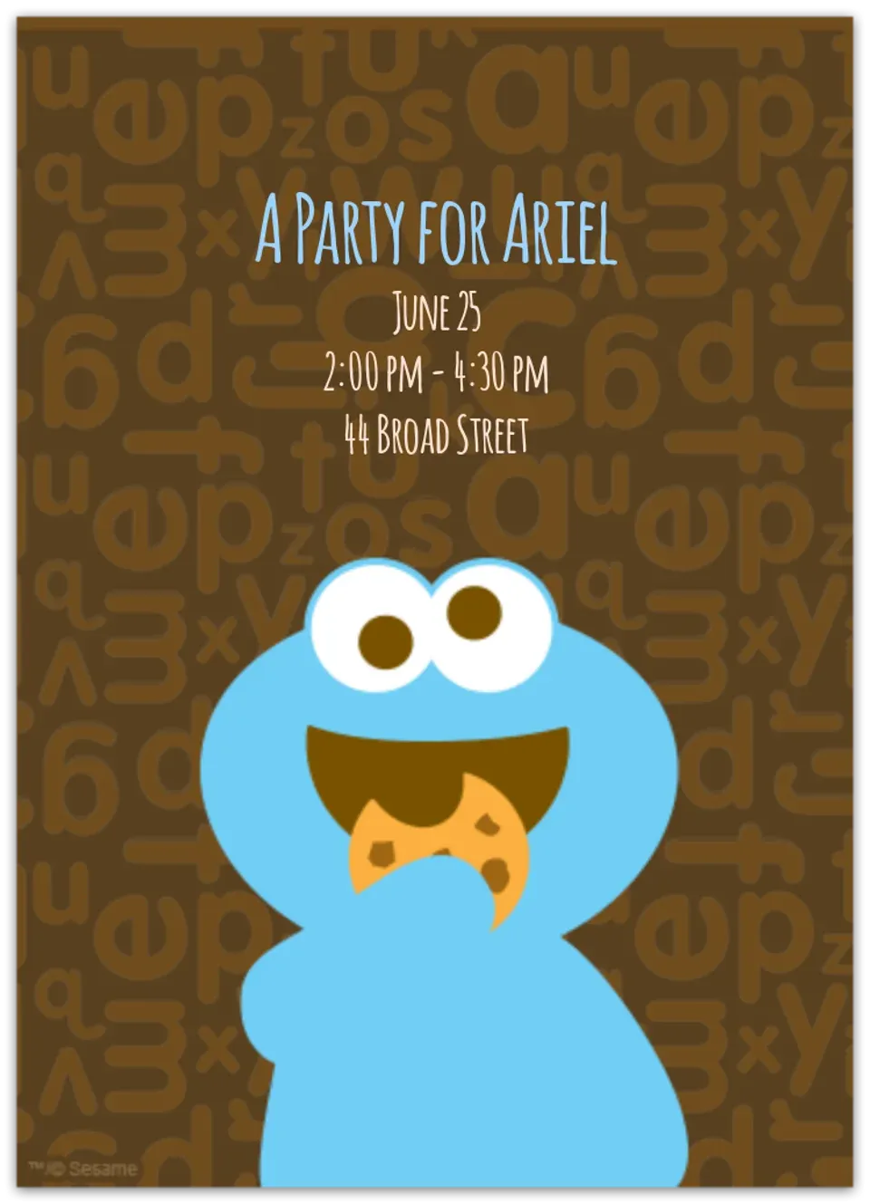 Baby Cookie Monster card