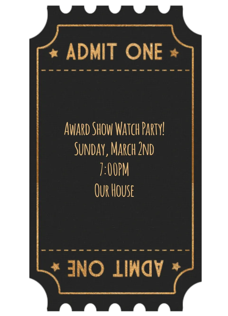 Award Show Ticket card