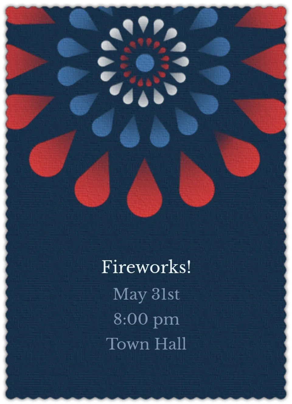 Red, White and Blue Fireworks card