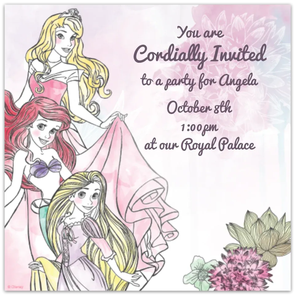 Disney Princess Watercolor card