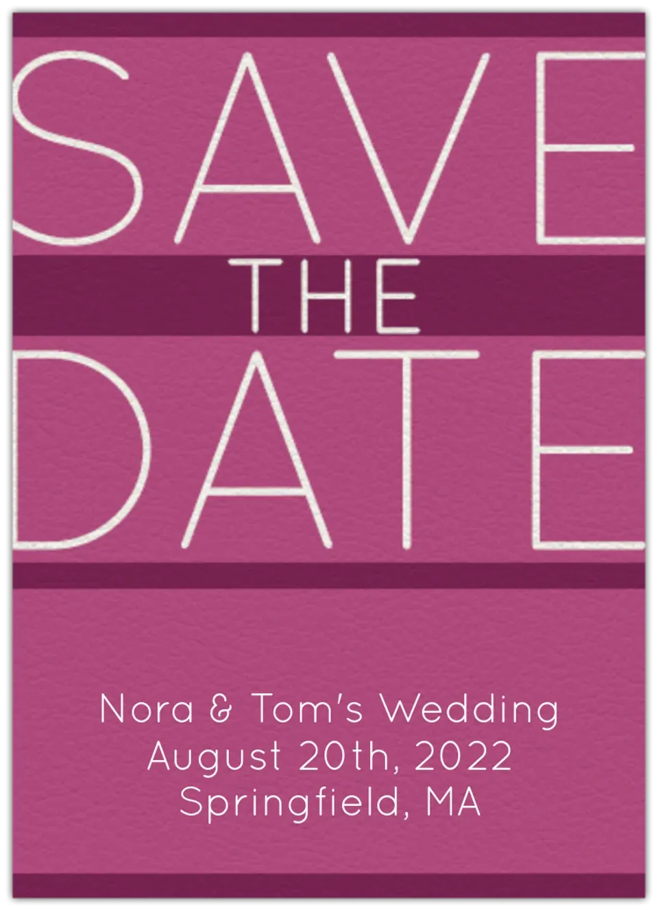 Pink Save the Date card