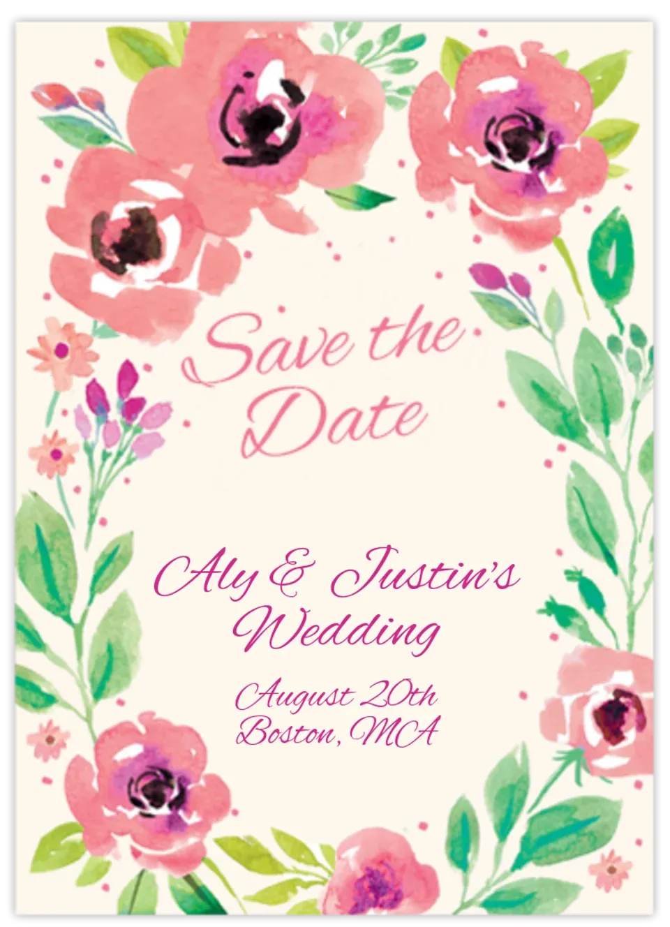 Summer Blossoms Save the Date card