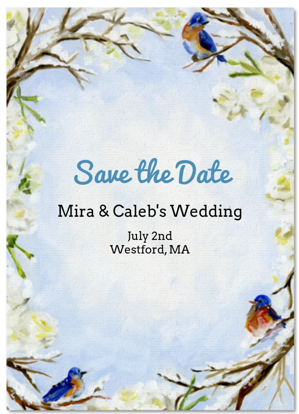 Winter Floral Save the Date card