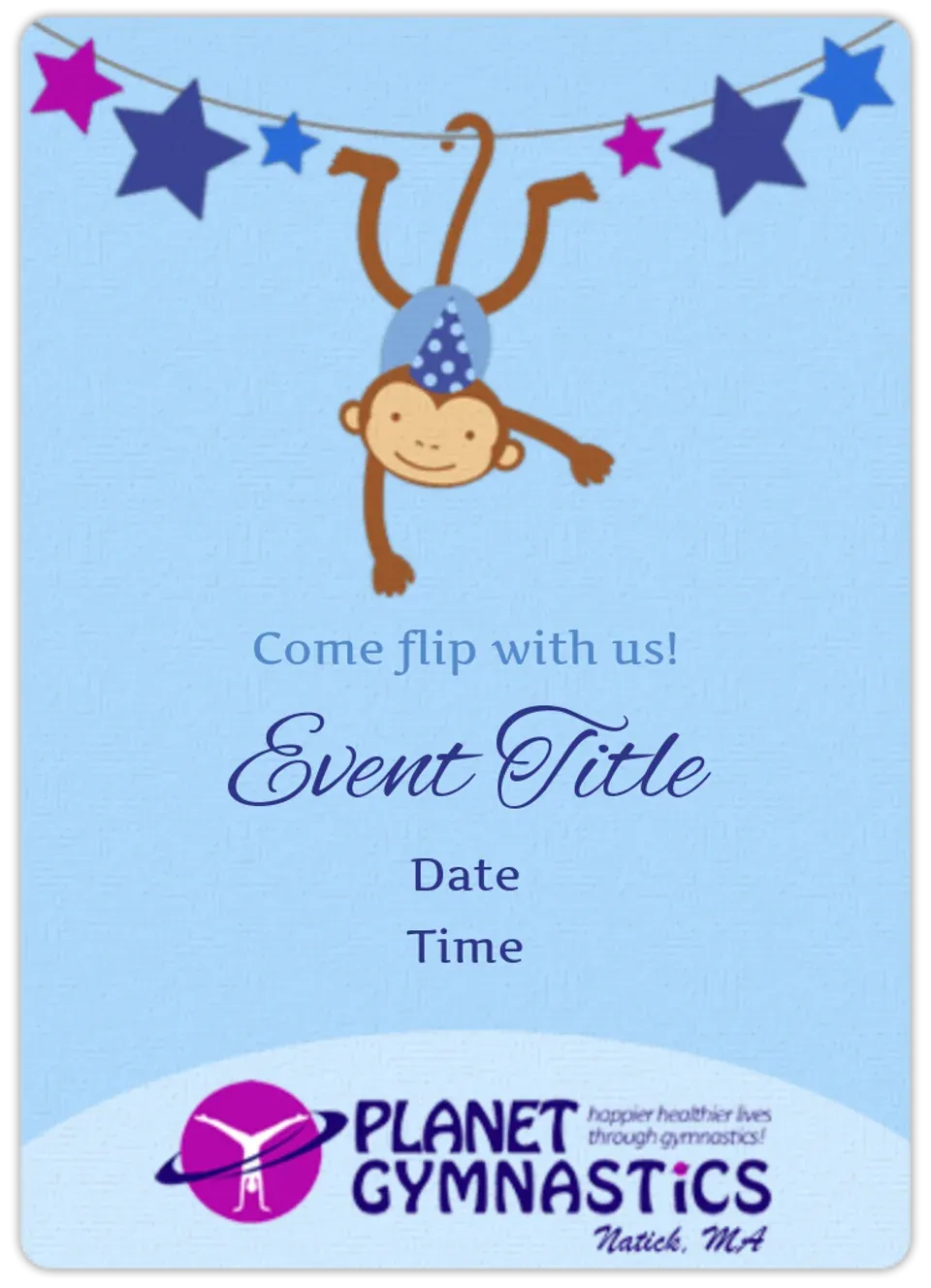 Planet Gymnastics Monkey card