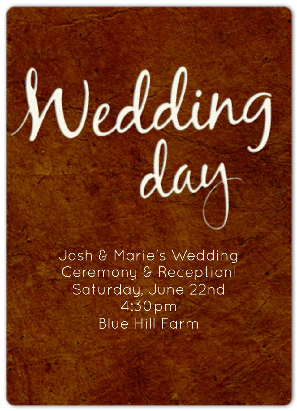 Rustic Wedding Day card