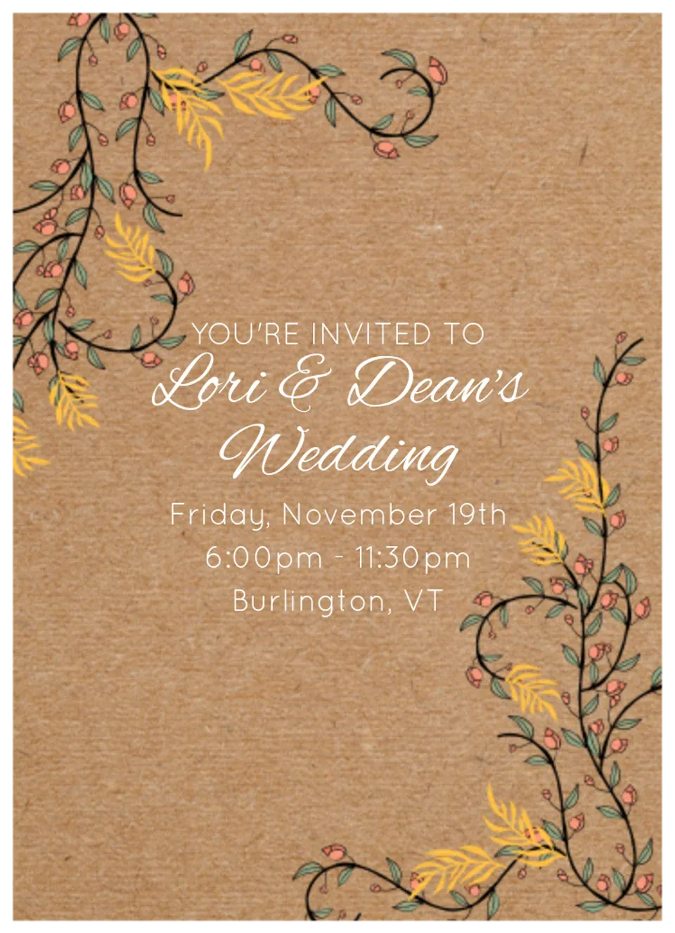 Vintage Fall Wedding card