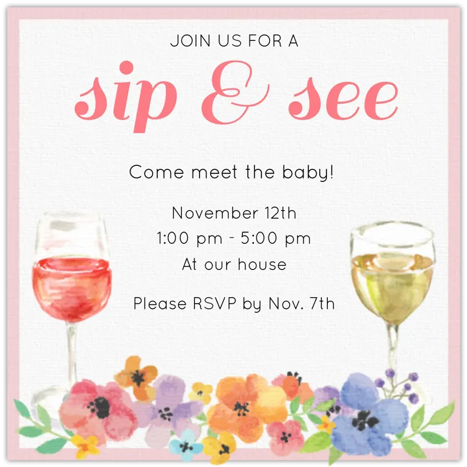 Floral Sip & See card