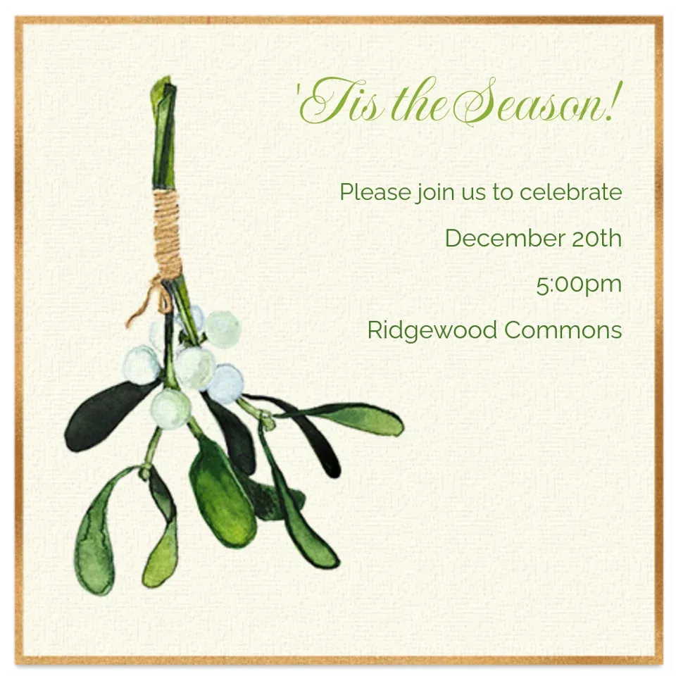 Mistletoe Watercolor card