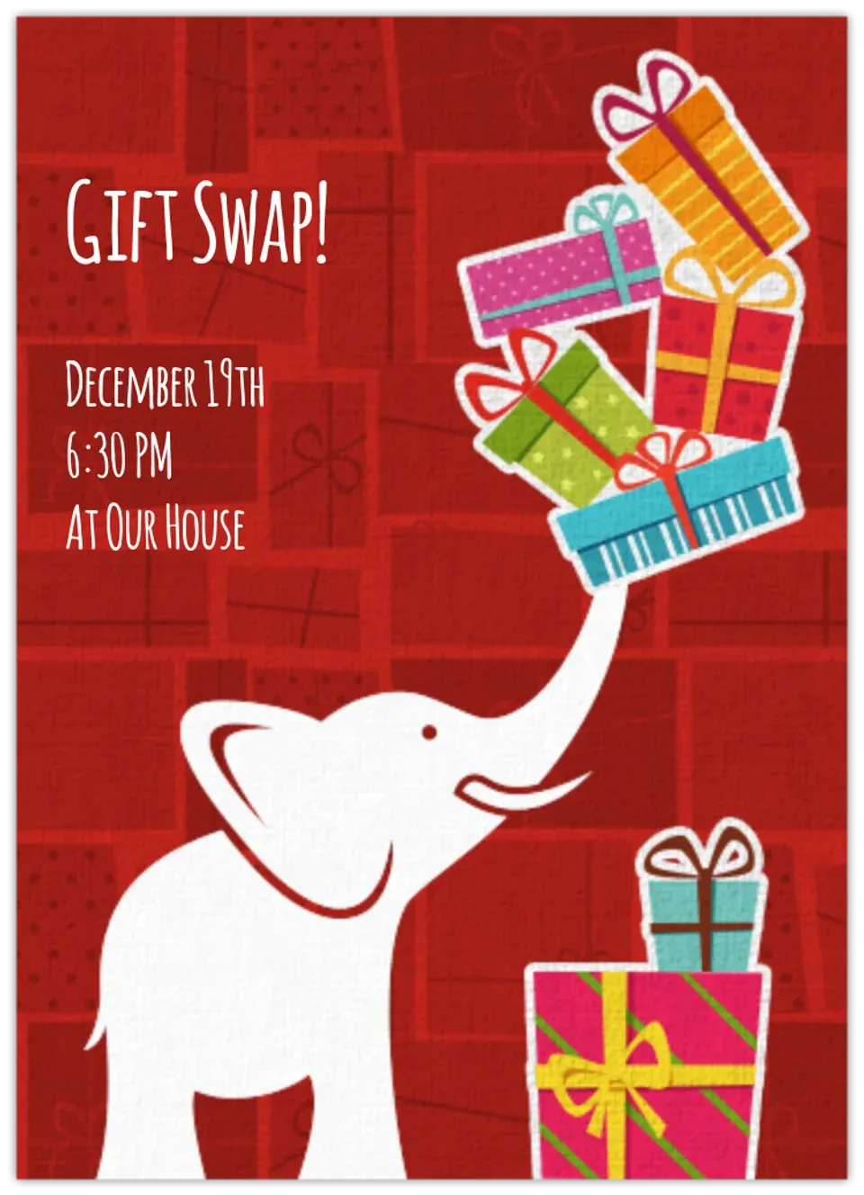 White Elephant Gift Exchange card