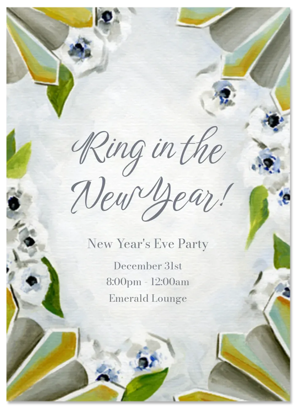 Silver & Gold Floral card