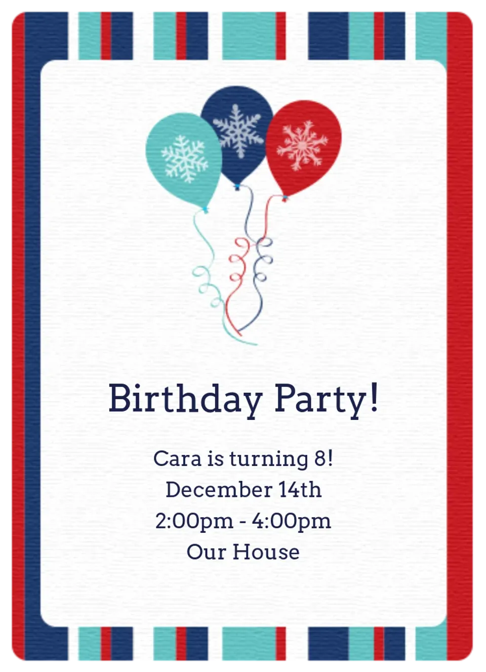 Winter Birthday Balloons card