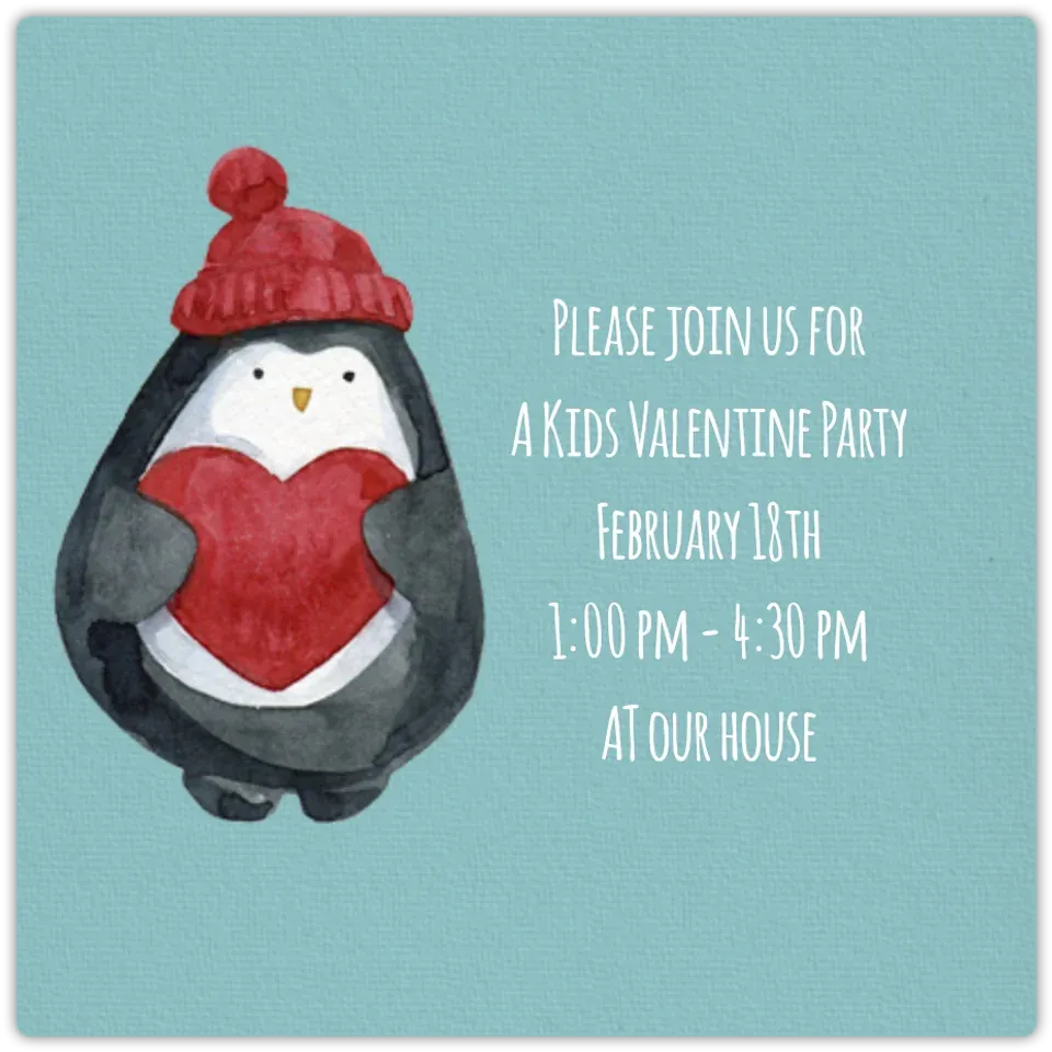 Valentine Penguin card