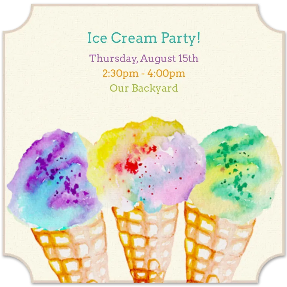 Ice Cream Watercolor card