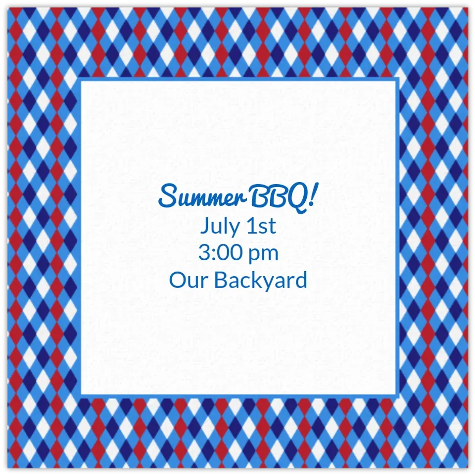 Red, White, and True Blue card