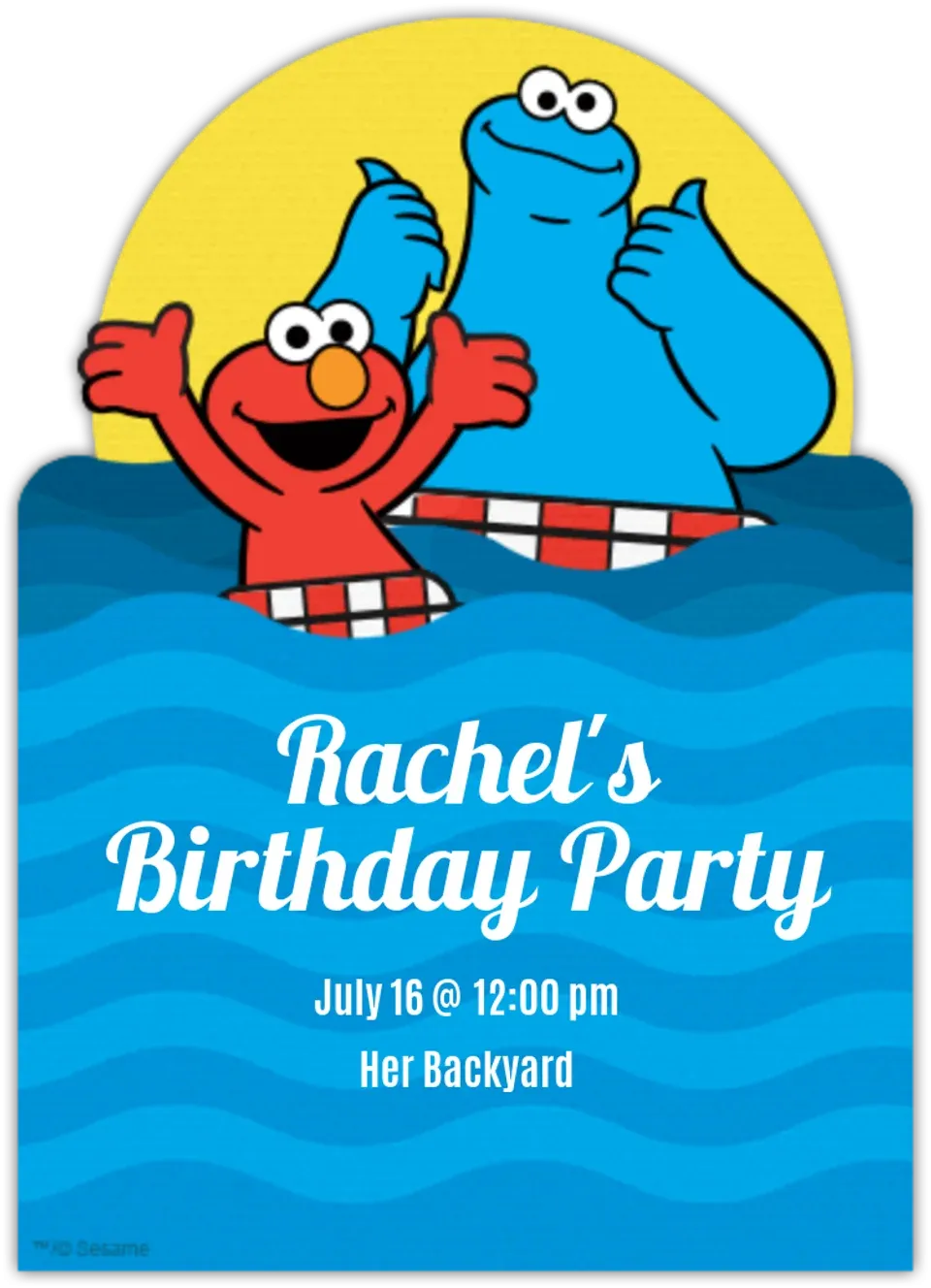 Elmo & Cookie Monster Pool Party card