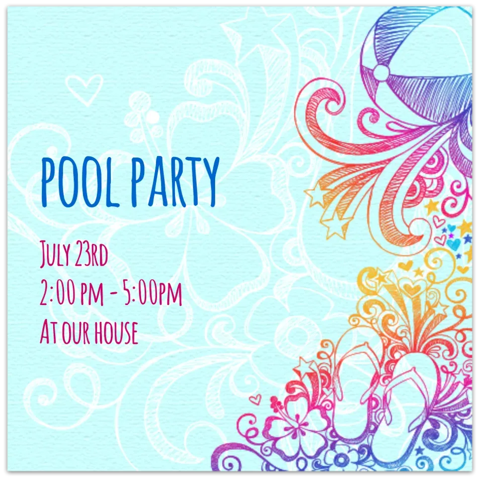 Pool Party Sketch card