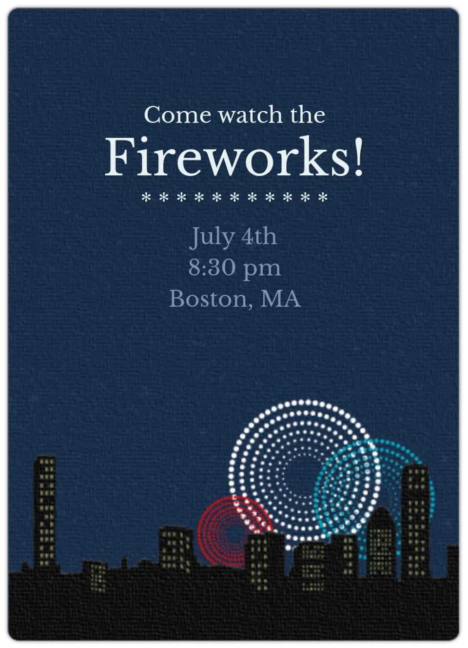 Fireworks card