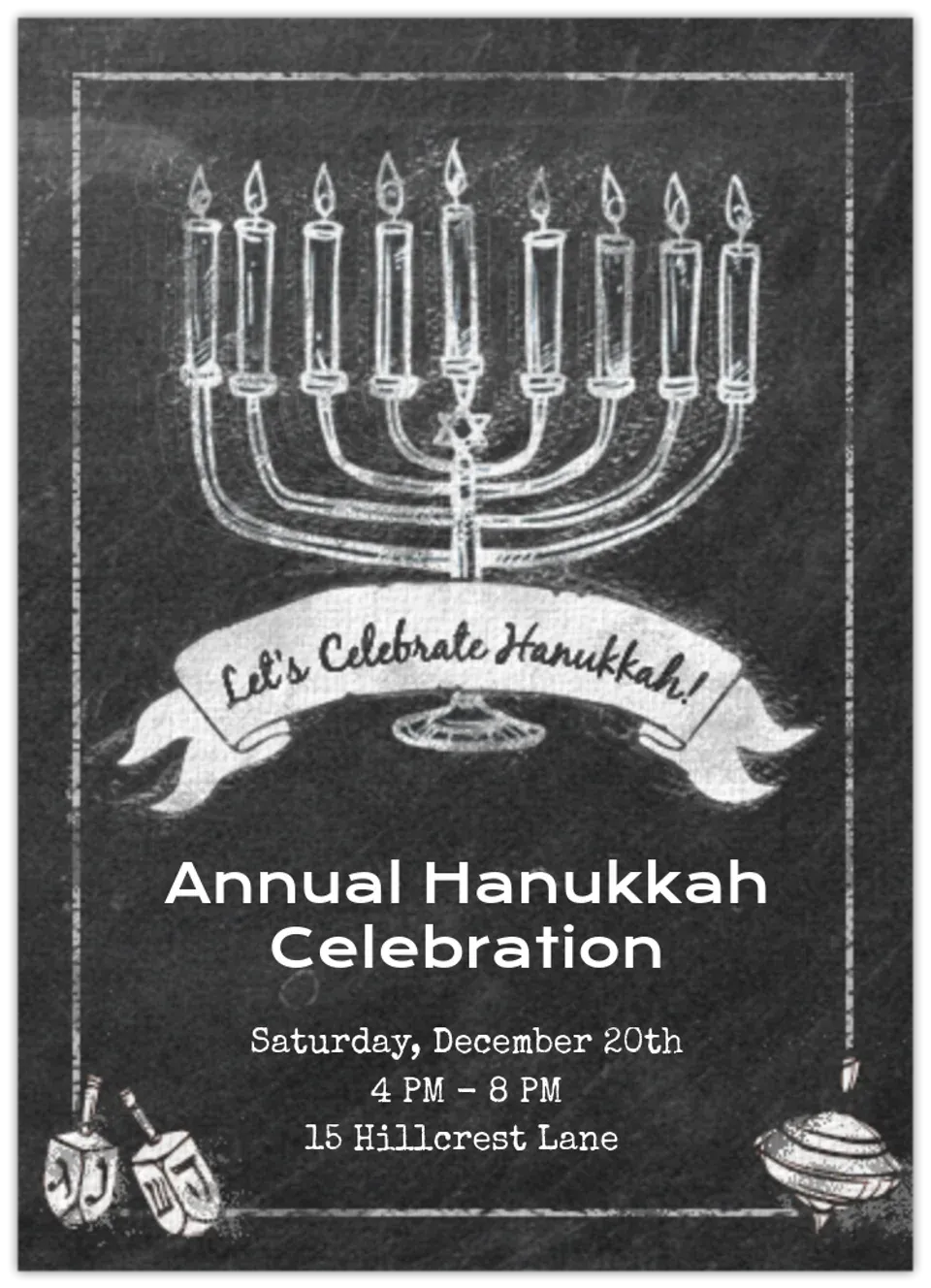 Hanukkah Chalkboard card