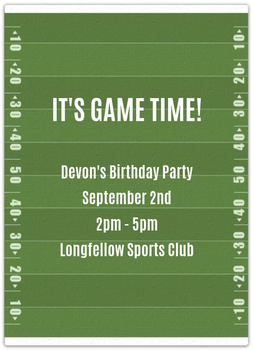 Birthday Football Field card
