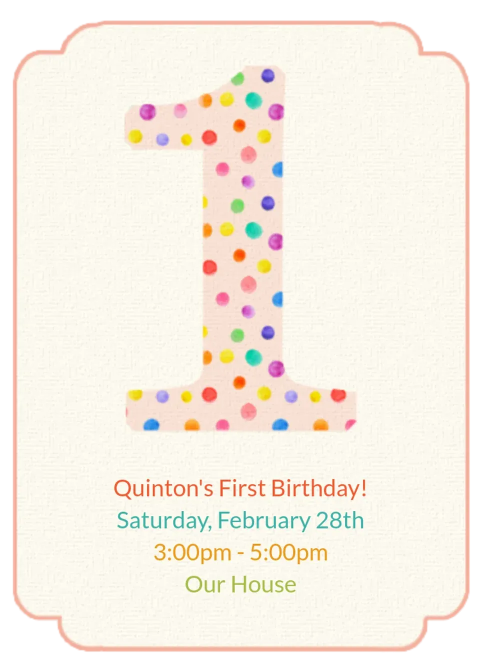 1st Birthday Dots card