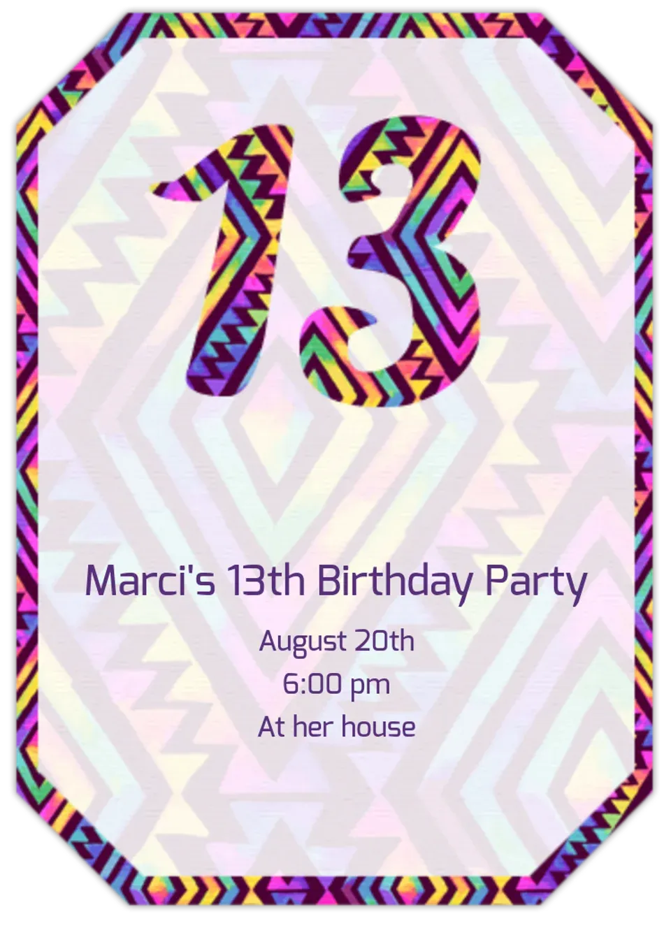 Neon 13th Birthday card