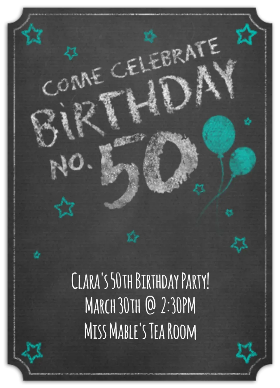 Chalkboard Fifty card