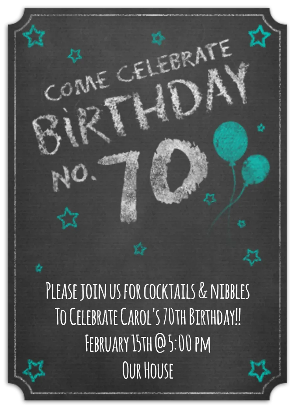 Chalkboard Seventy card