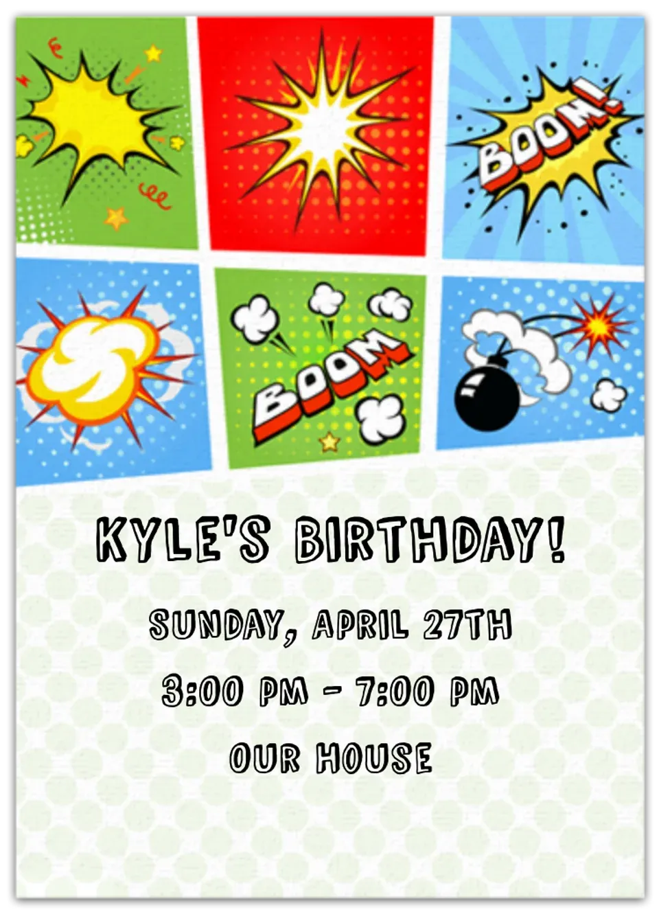 Comic Book Birthday card