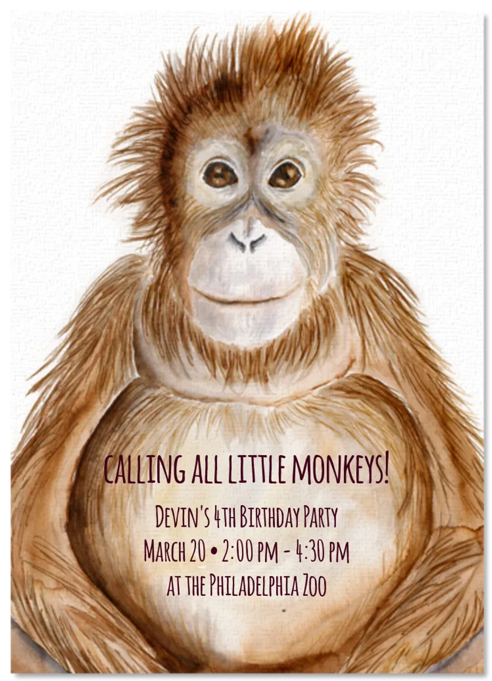 Baby Monkey Portrait card