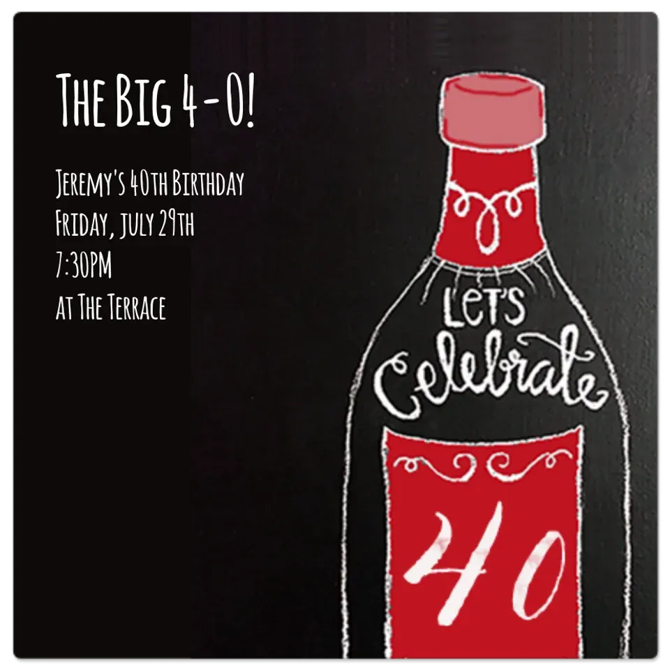 40th Champagne Chalkboard card