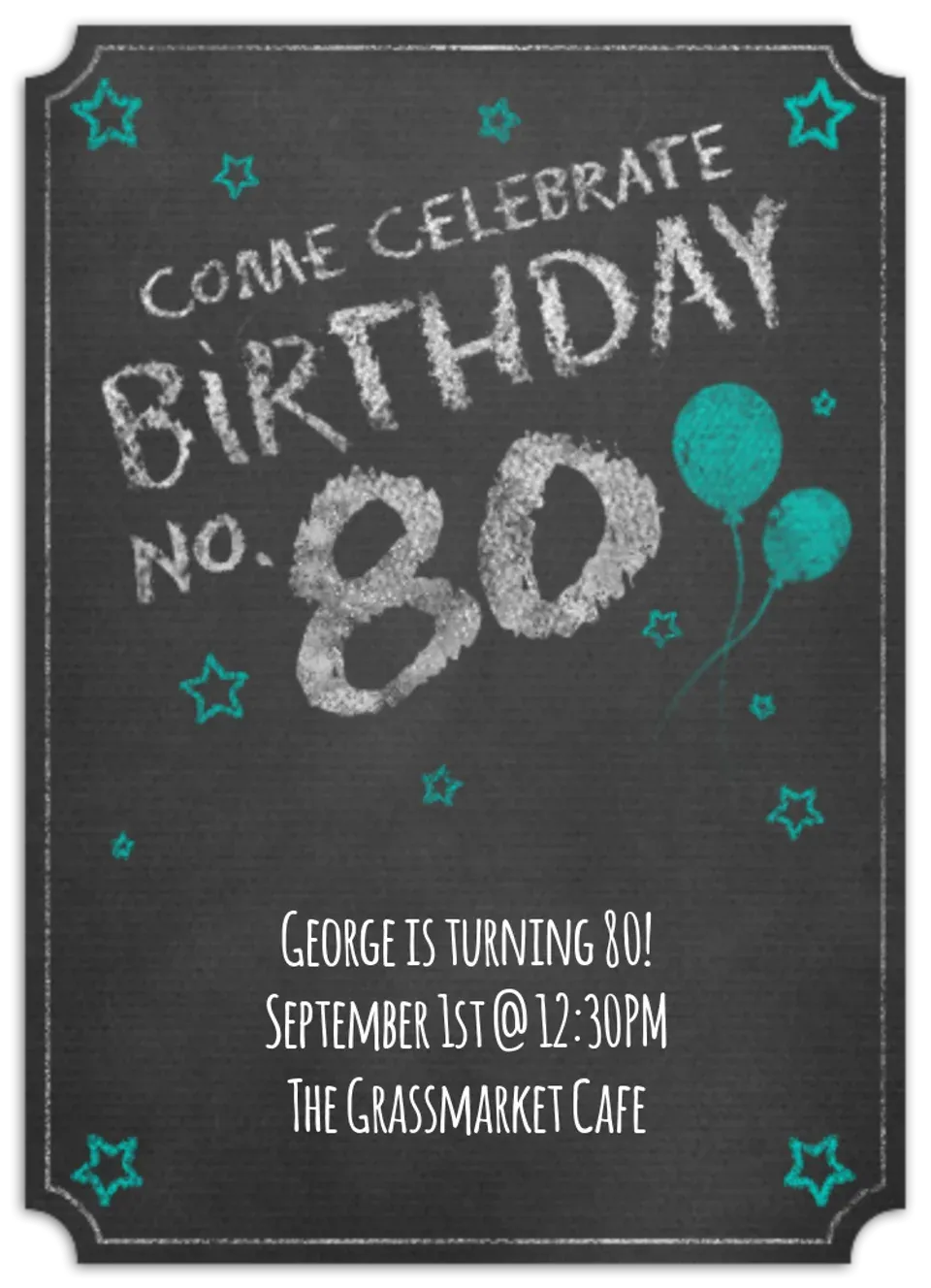 Chalkboard Eighty card